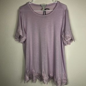 Ava & Viv NWOT purple blouse lace trim size 1X